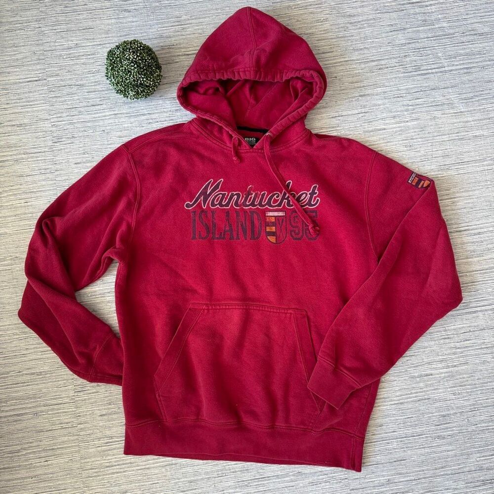 Vintage Big Cotton Gear For Sports Nantucket Island Hoodie Burgundy Red L